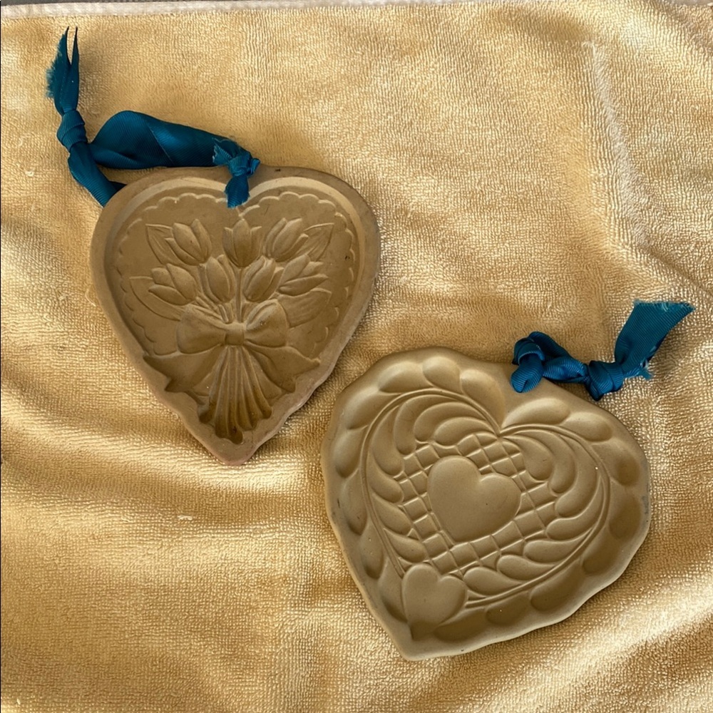 Heart-Shaped Holiday Ornaments with Teal Ribbon